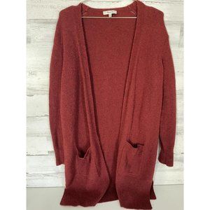 Madewell Long Line Cardigan Sweater Womens XS Rust Red Pockets Wool Blend Casual